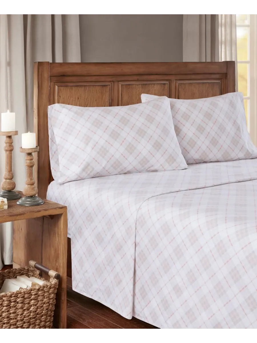 Комплект постельного белья из хлопковой фланели с оригинальным принтом, 4 предмета, размер King
