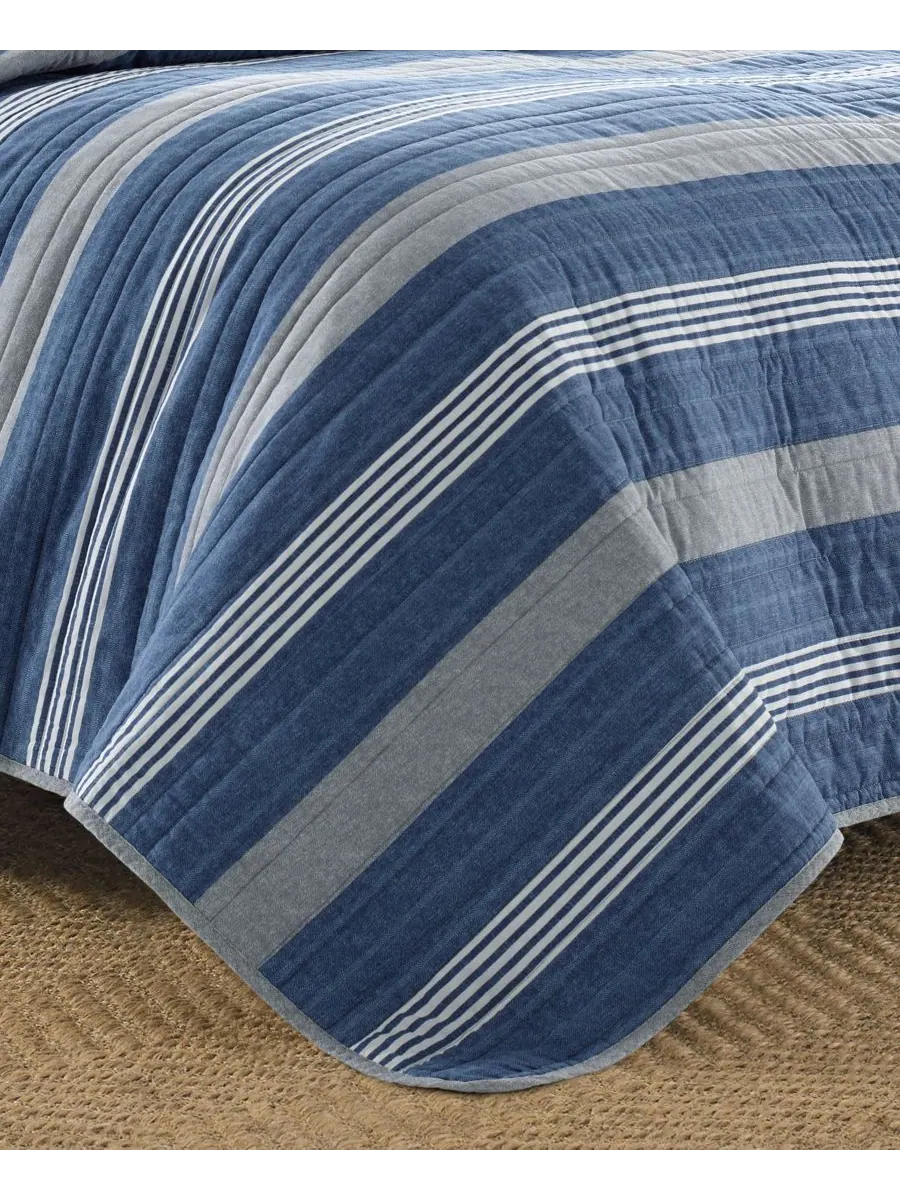Комплект постельного белья Saltmarsh Cotton, двусторонний, 3 предмета, размер Full/Queen Nautica — изображение 3 из 6, синий
