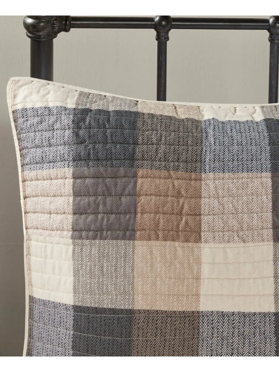 Комплект постельного белья Ridge Herringbone из 6 предметов, размер King/California King Madison — изображение 7 из 10, серый
