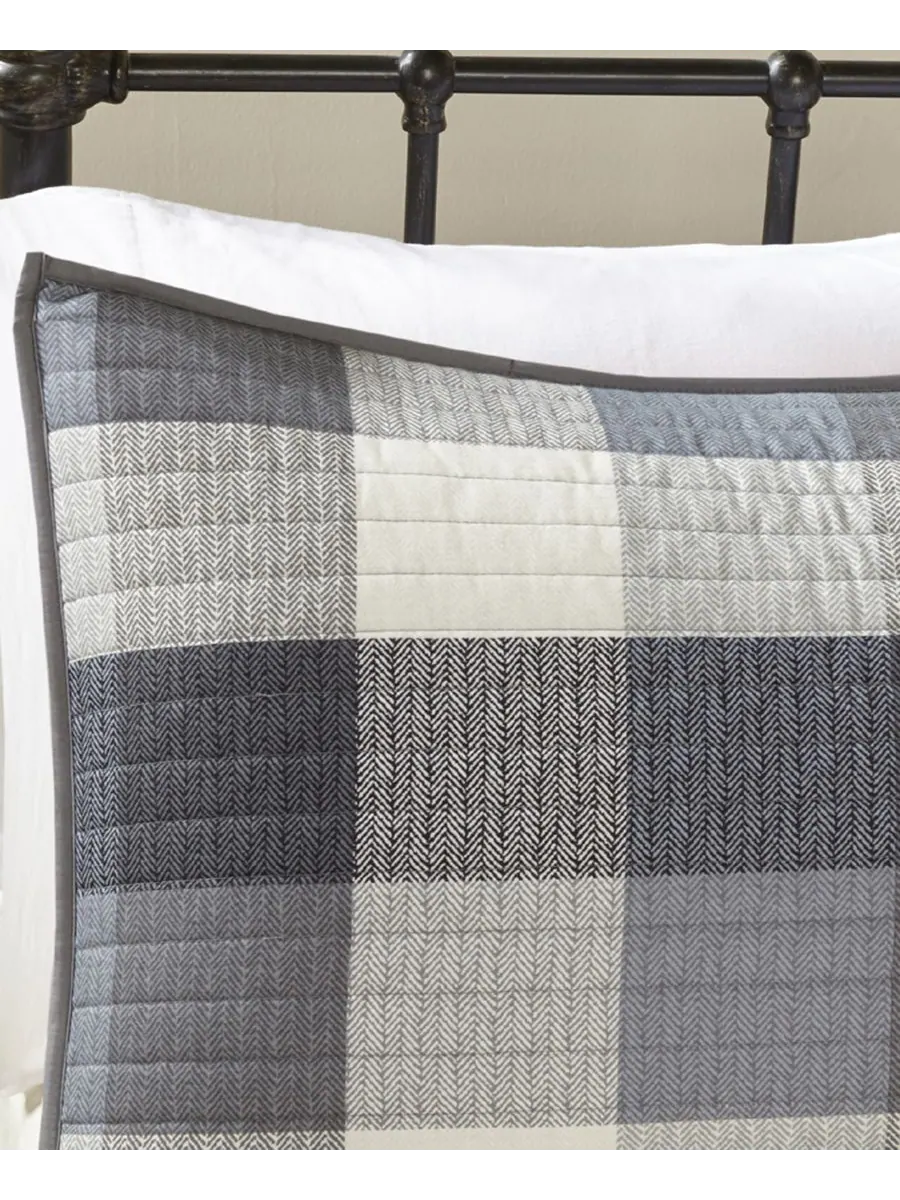 Комплект постельного белья Ridge Herringbone из 6 предметов, размер King/California King Madison — изображение 3 из 6, серый