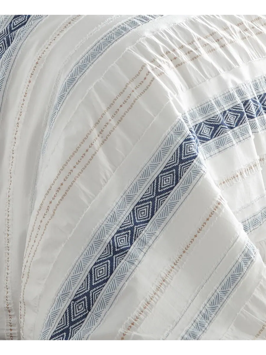 Комплект постельного белья Pickford Jacquard из 3 предметов, размер Full/Queen Levtex — изображение 4 из 4, синий