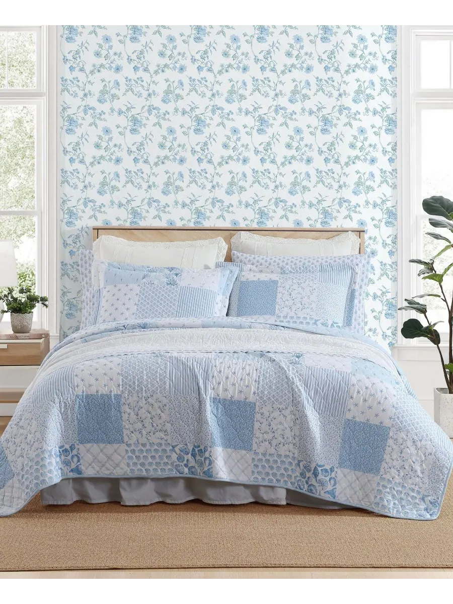 Двусторонний комплект постельного белья colleens из 3 предметов, размер king Laura Ashley — изображение 1 из 8, синий
