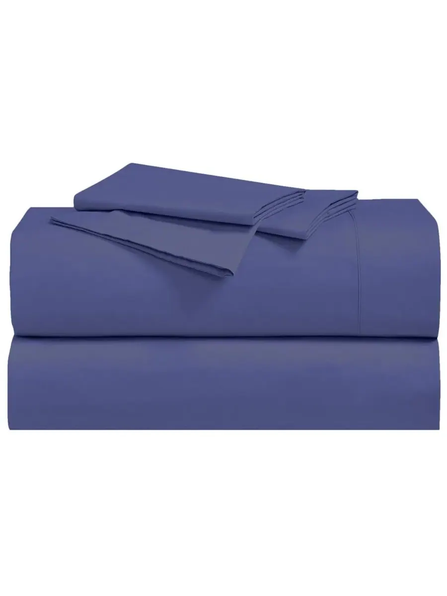 Комплект постельного белья из хлопкового перкаля, 4 предмета Egyptian Linens — изображение 2 из 3, темный фиолетовый