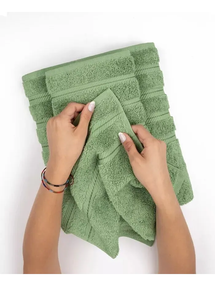 Набор полотенец для рук American Soft Linen Edison из 100% турецкого хлопка, 4 шт — изображение 3 из 5, зеленый