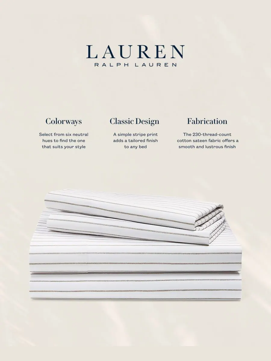 Комплект из двух наволочек Spencer Stripe, размер King Lauren Ralph Lauren — изображение 2 из 3, серый