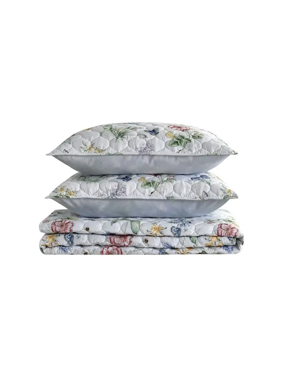 Комплект стеганого покрывала с наволочкой Butterfly Meadow Twin Lenox — изображение 3 из 7, мульти