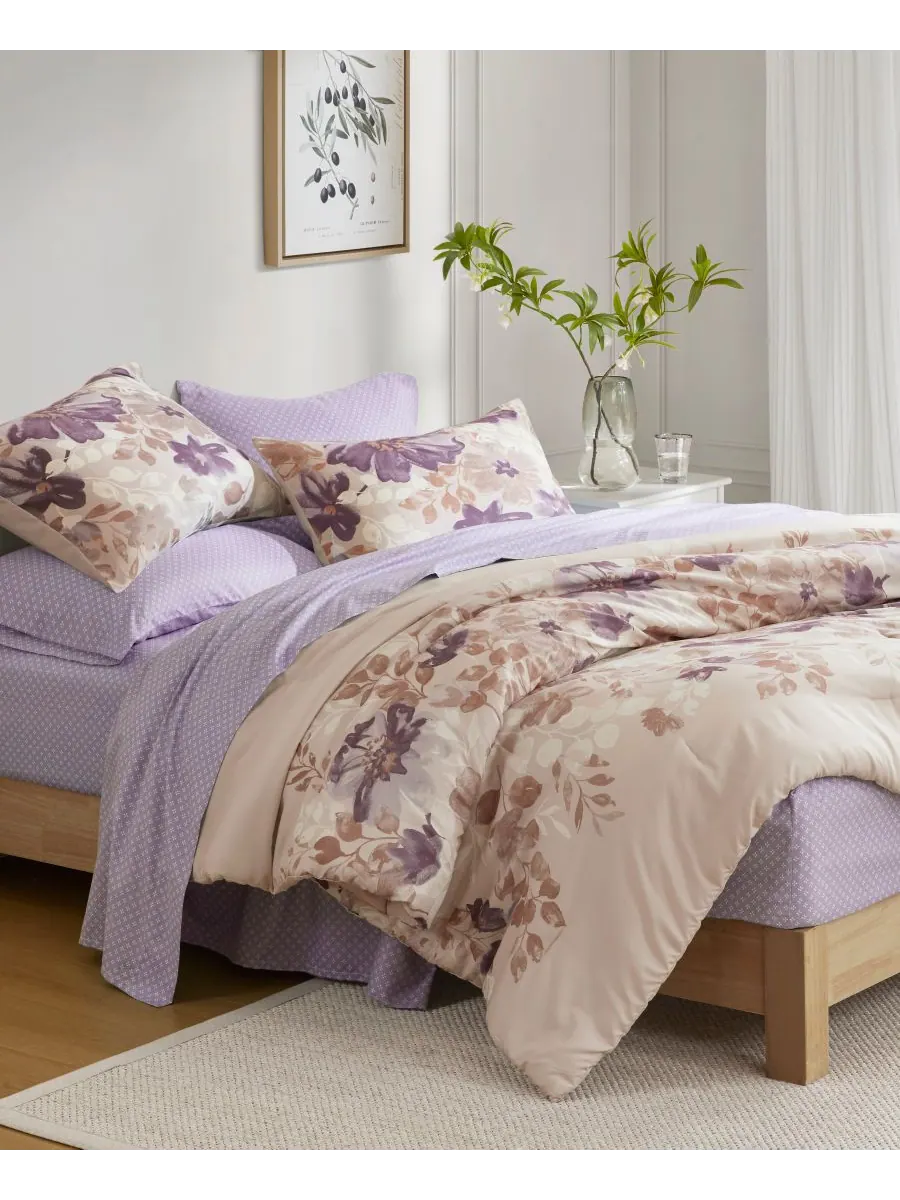 Комплект постельного белья Luna Floral, 7 предметов, размер King Madison Park Essentials — изображение 3 из 10, тауп