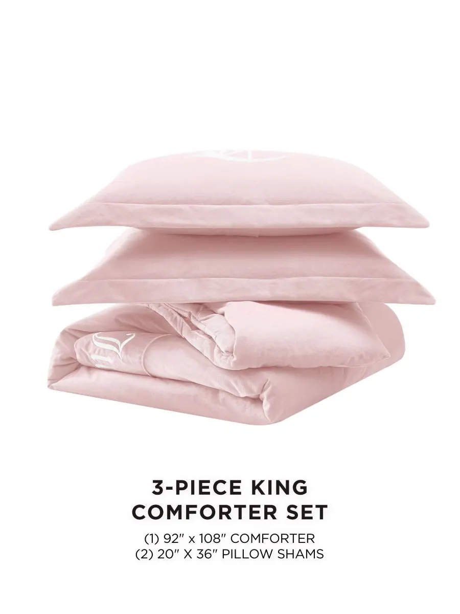 Двусторонний бархатный комплект постельного белья, размер King Juicy Couture — изображение 3 из 7, бежевый