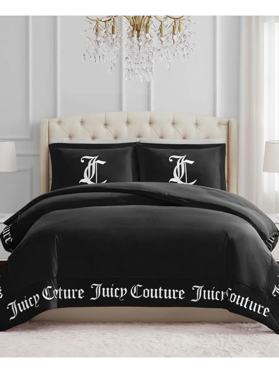 Двусторонний бархатный комплект постельного белья, размер King Juicy Couture — изображение 1 из 7, черный