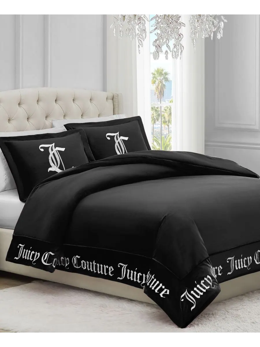 Двусторонний бархатный комплект постельного белья, размер King Juicy Couture — изображение 5 из 7, черный