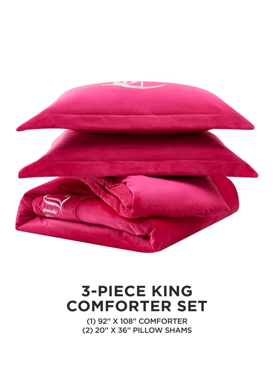 Двусторонний бархатный комплект постельного белья, размер King Juicy Couture — изображение 3 из 5, розовый
