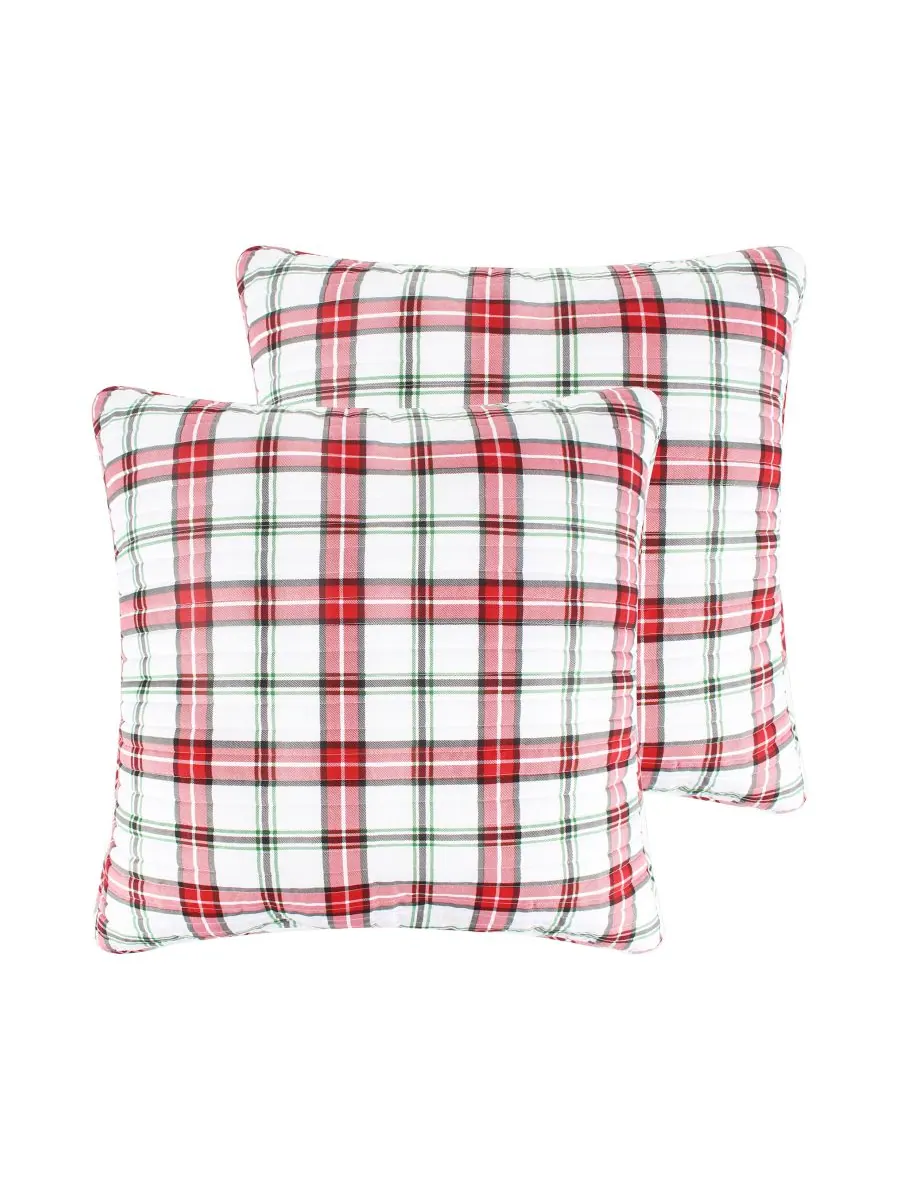 Комплект из двух наволочек Meowy Christmas Plaid, европейский стиль Levtex, White, European Sham Set — изображение 1 из 3