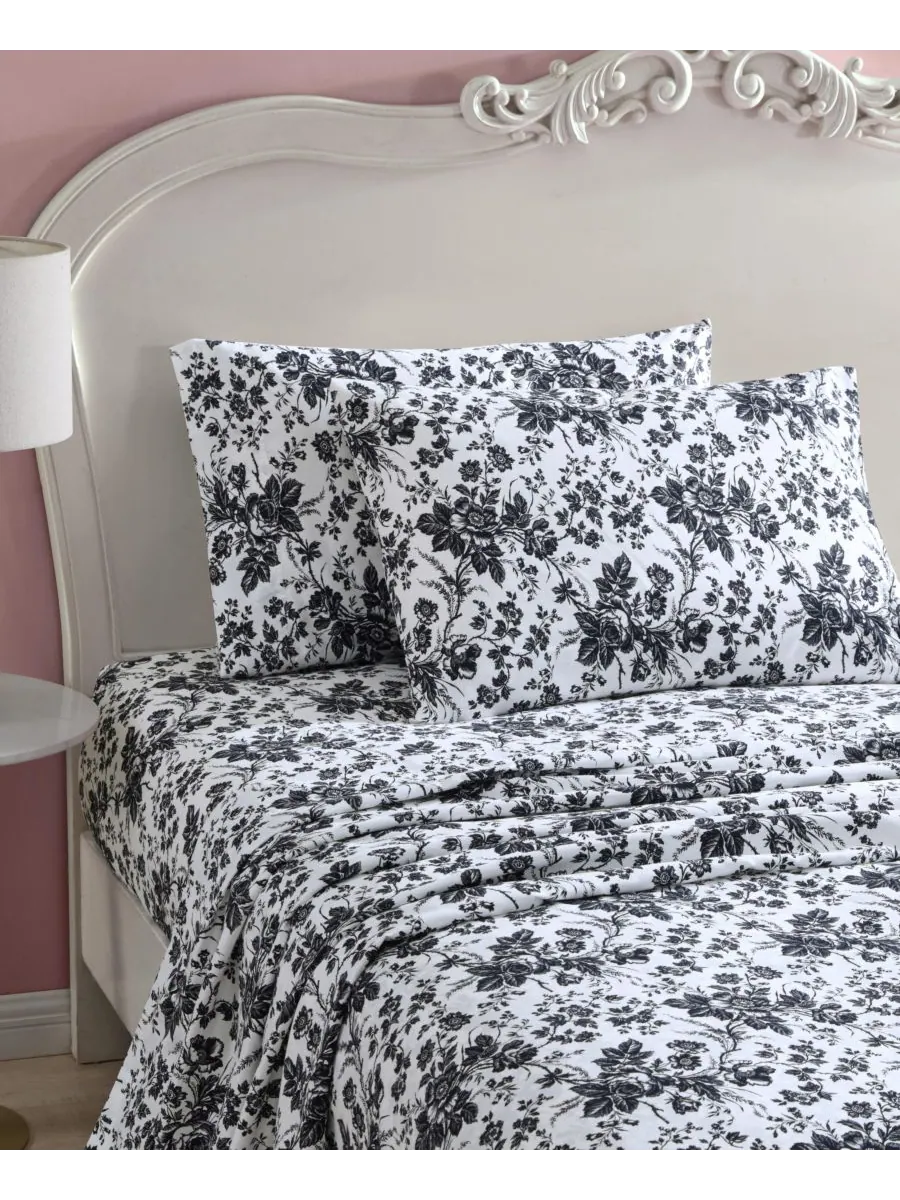Комплект постельного белья из микрофибры с принтом, 3 предмета, размер Twin XL Betsey Johnson — изображение 2 из 10, черный