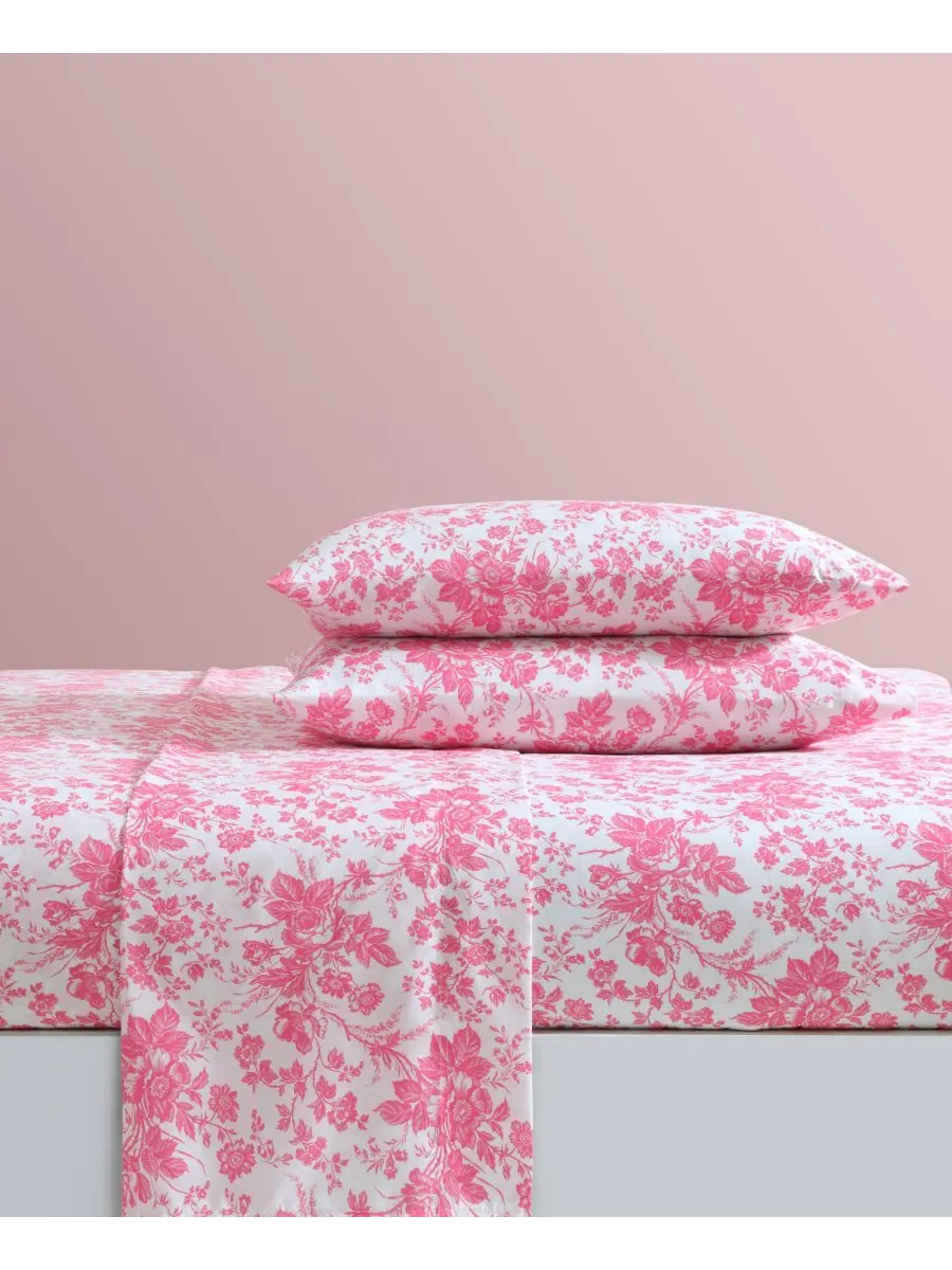 Комплект постельного белья из микрофибры с принтом, 3 предмета, размер Twin XL Betsey Johnson — изображение 3 из 10, розовый