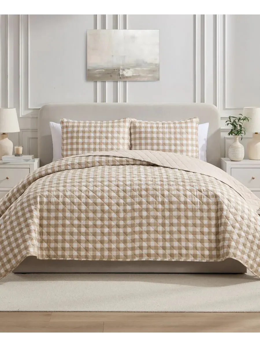 Комплекты стеганых одеял из микрофибры в клетку Vcny Home