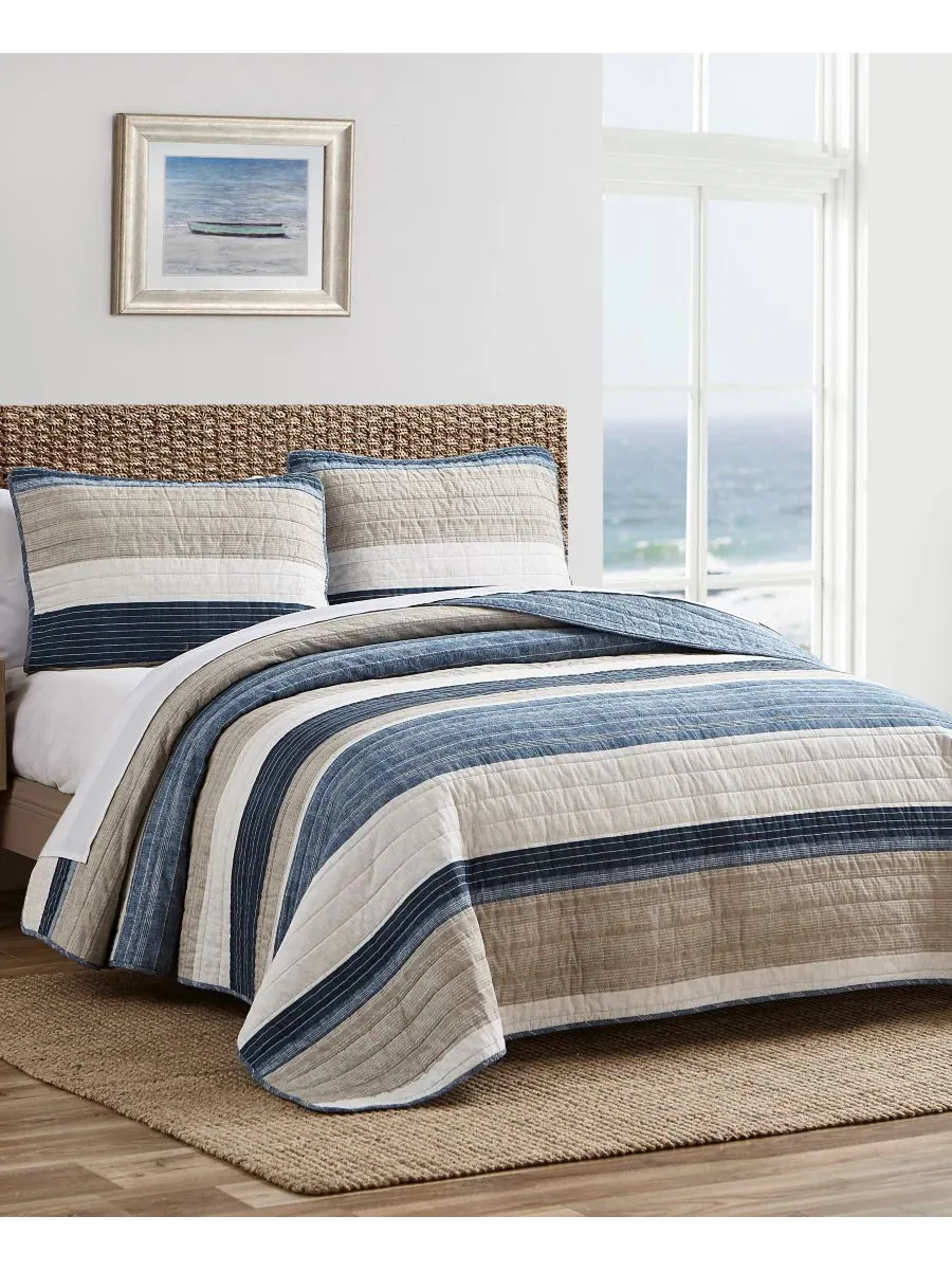 Комплект постельного белья ridgeport blue из хлопка, двусторонний, 3 предмета, размер king. Nautica — изображение 1 из 8
