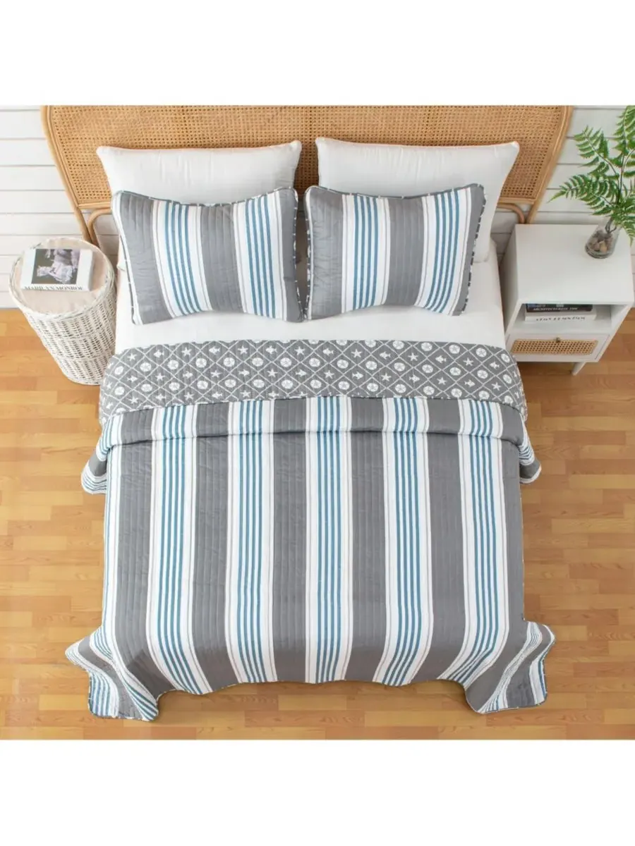 Комплект постельного белья из микрофибры Coastal с наволочками Linery & Co, Coastal Stripe, размер — изображение 1 из 6