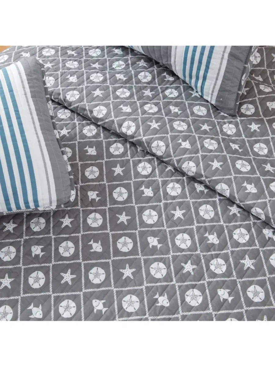 Комплект постельного белья из микрофибры Coastal с наволочками Linery & Co, Coastal Stripe, размер — изображение 3 из 6