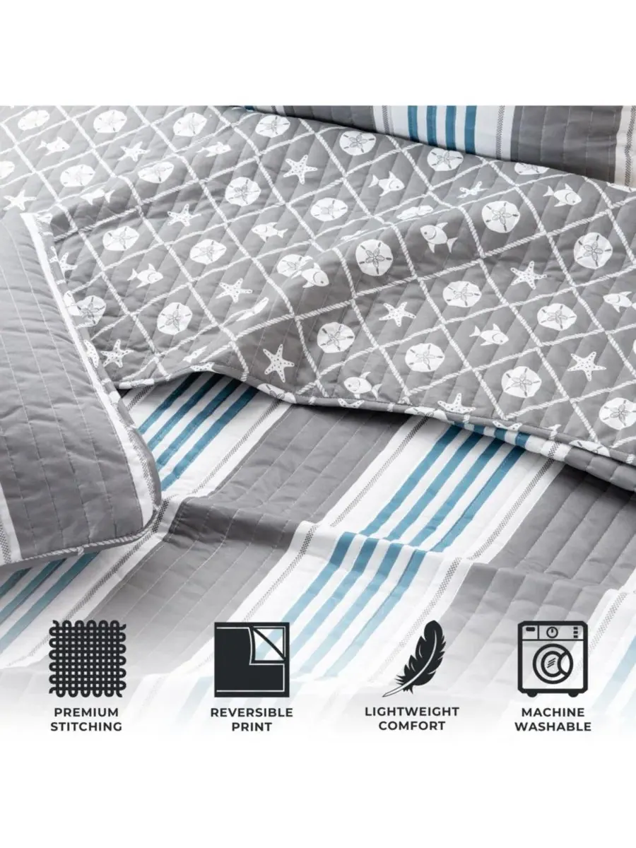 Комплект постельного белья из микрофибры Coastal с наволочками Linery & Co, Coastal Stripe, размер — изображение 5 из 6