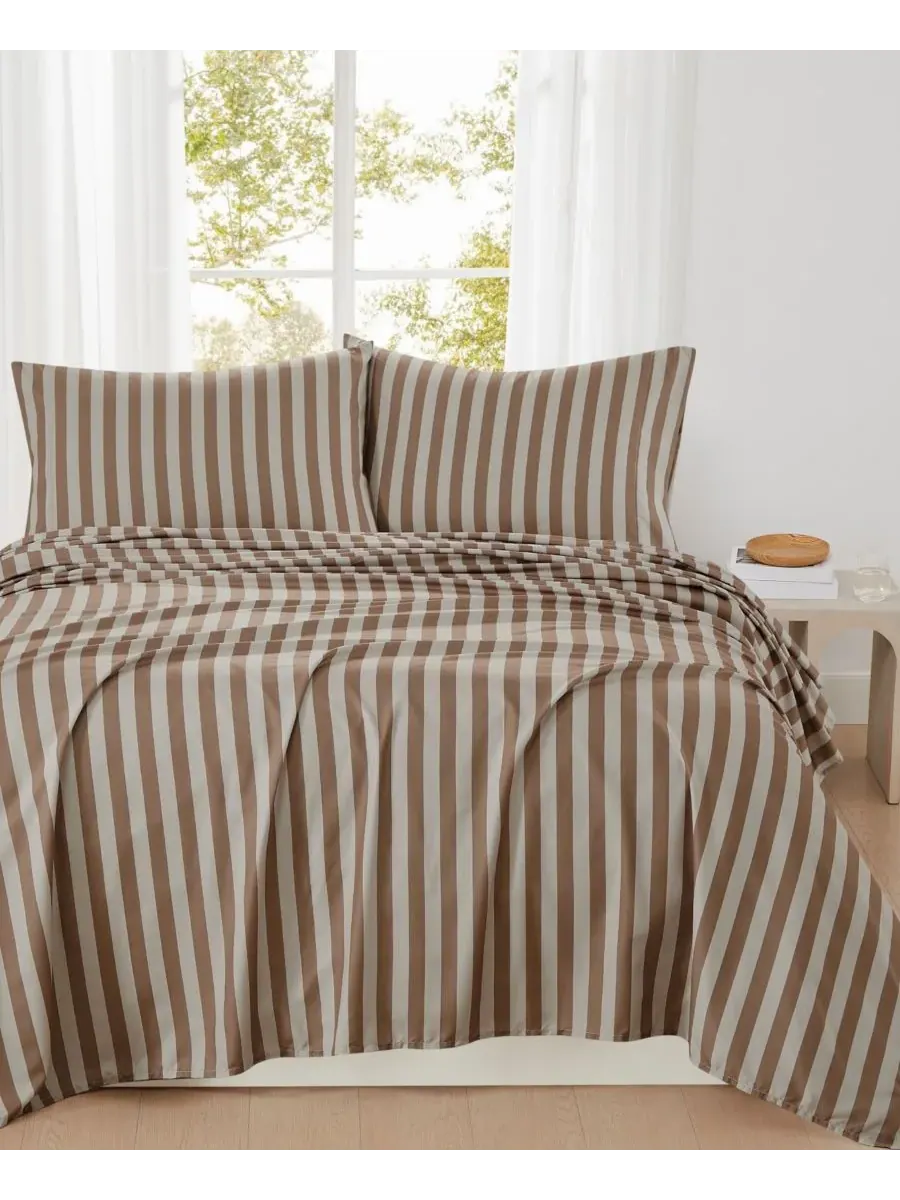 Комплект постельного белья Weston Stripe из 3 предметов, размер Twin Truly Soft — изображение 3 из 5, коричневый