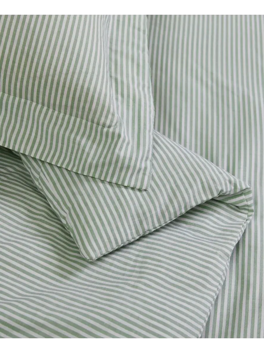 Комплект стеганого одеяла Pinstripe, Full/Queen Brooklyn Loom — изображение 5 из 5, белый зеленый
