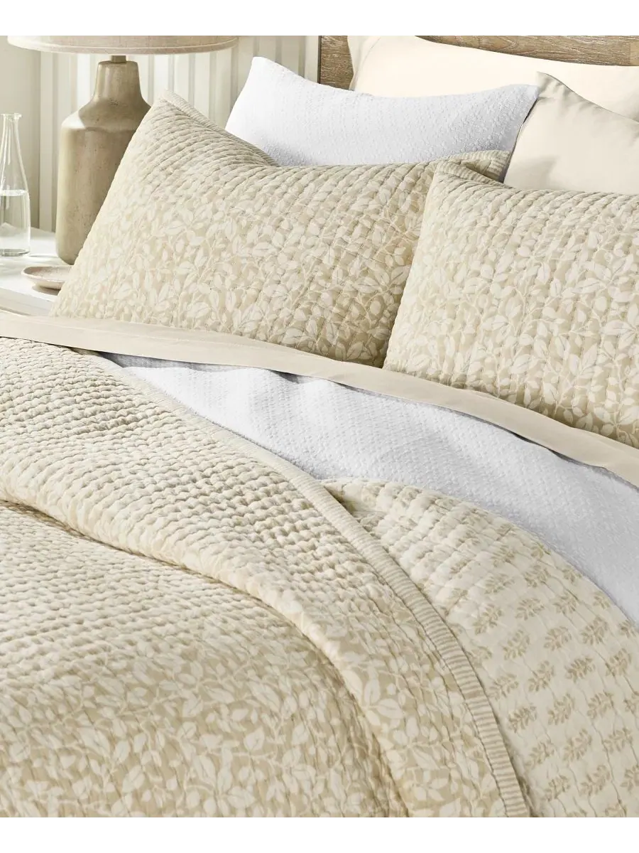 Комплект стеганых покрывал Leaf Silhouette Oat, King Charter Club — изображение 2 из 6, овсяный