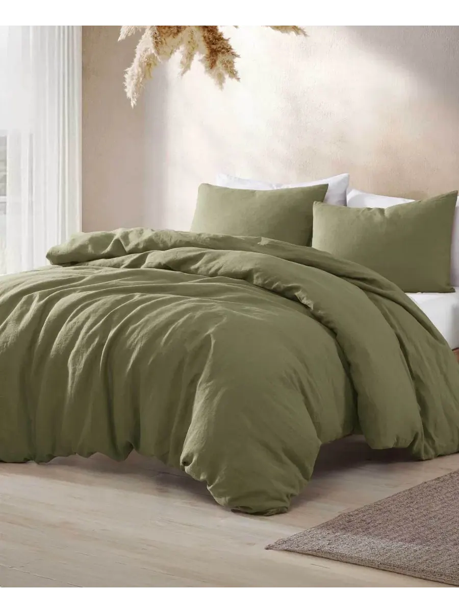 Комплект пододеяльников Logan Cotton 4-Piece King Riverbrook Home — изображение 1 из 7, зеленый