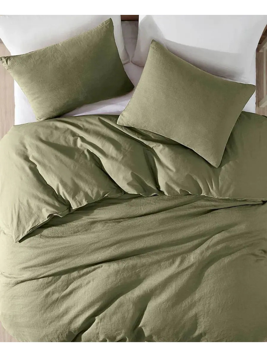 Комплект пододеяльников Logan Cotton 4-Piece King Riverbrook Home — изображение 4 из 7, зеленый
