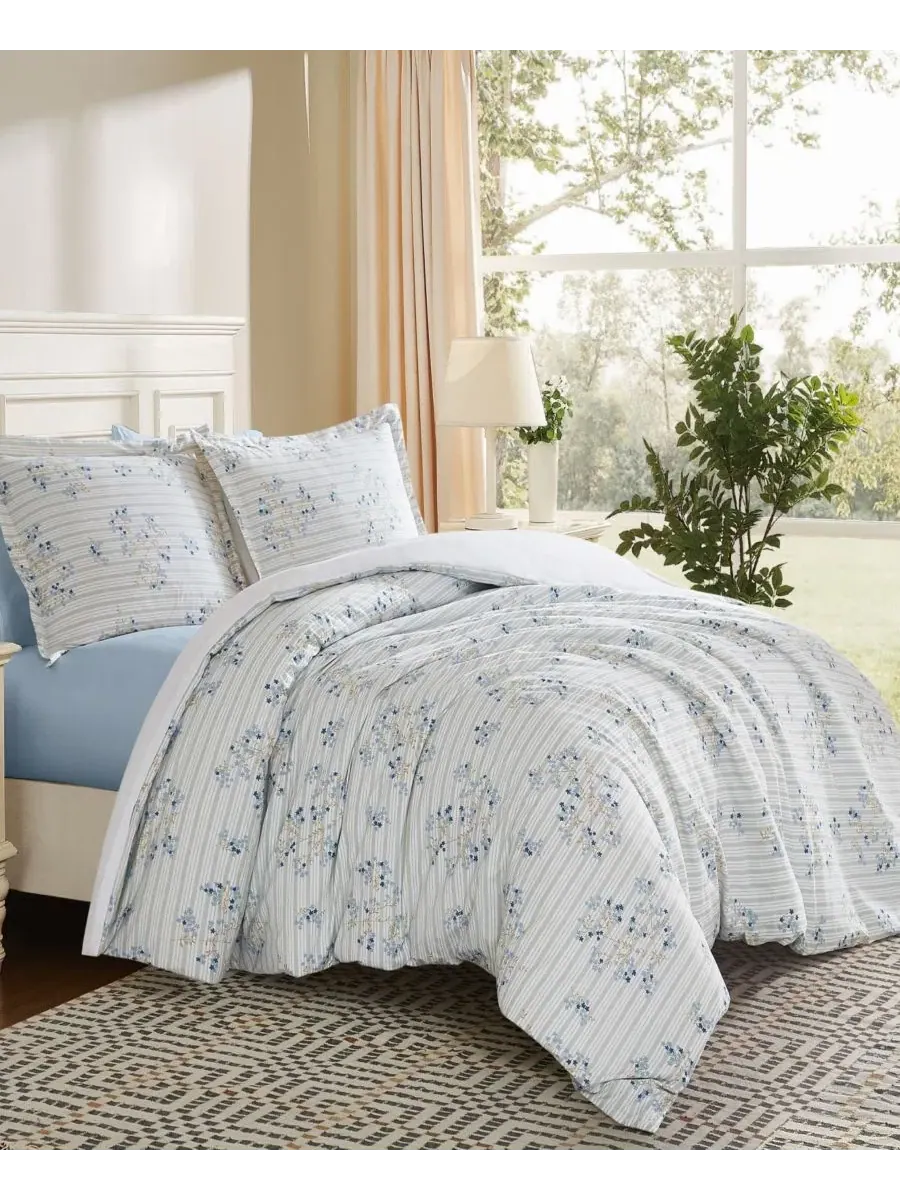 Комплект постельного белья с цветочным принтом Emma Floral Cottage Classics — изображение 2 из 4, синий