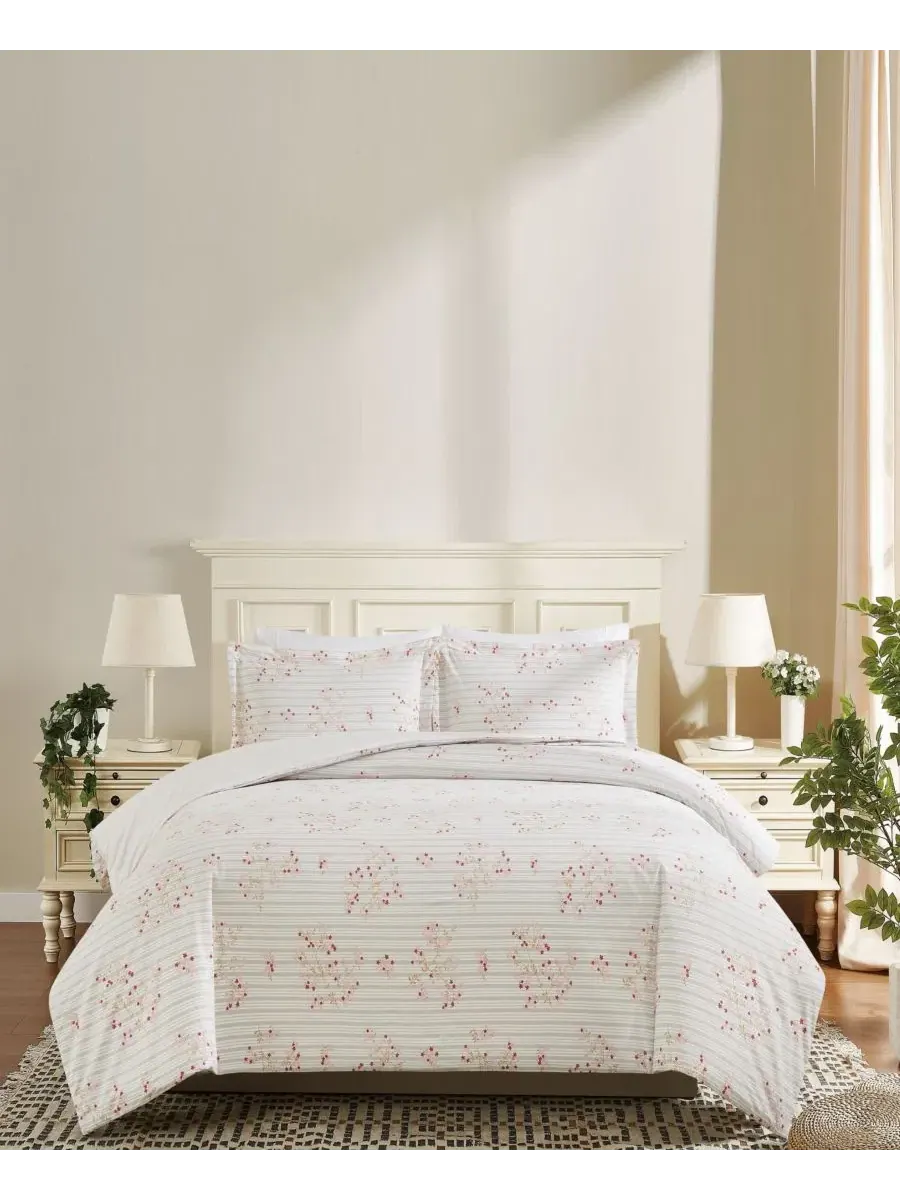 Комплект постельного белья Emma Floral из 3 предметов, King Cottage Classics — розовый