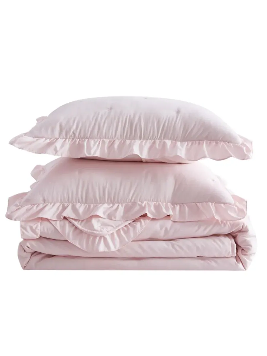 Покрывало стеганое с рюшами Dot Stitch Ruffled Linery & Co