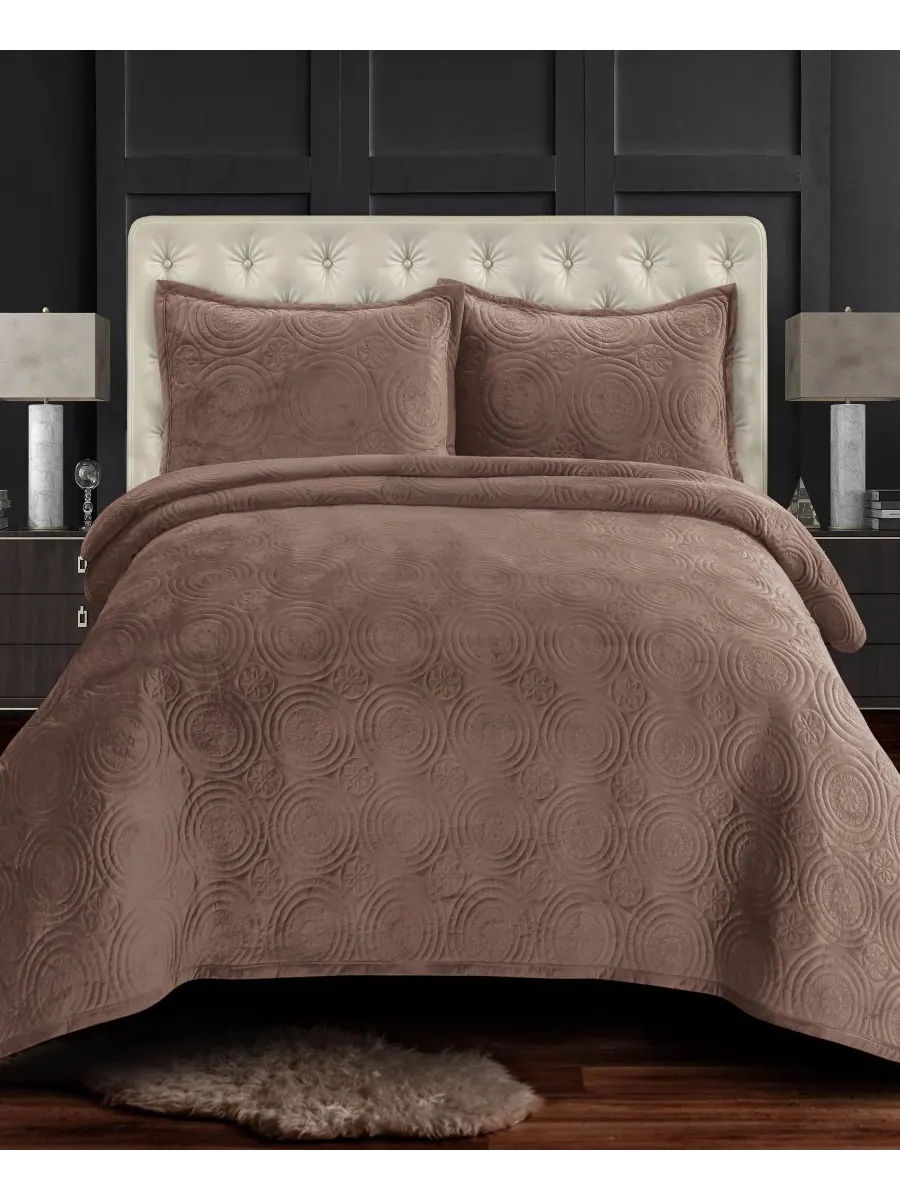 Комплект постельного белья Capri Medallion Velvet Oversized Solid из 3 предметов, размер King