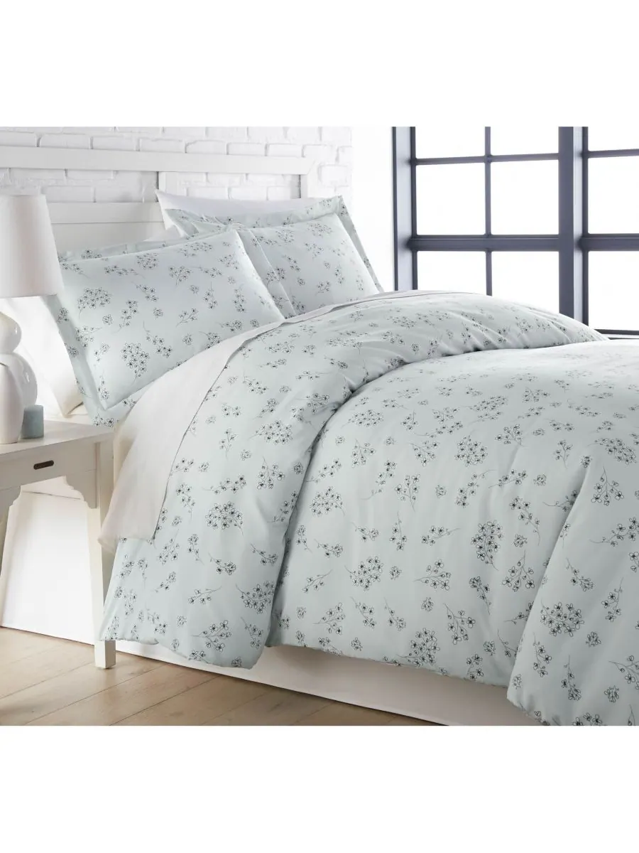 Комплект постельного белья Sweet Florals из 3 предметов, ультрамягкий, размер Twin/Twin XL — изображение 1 из 1, синий