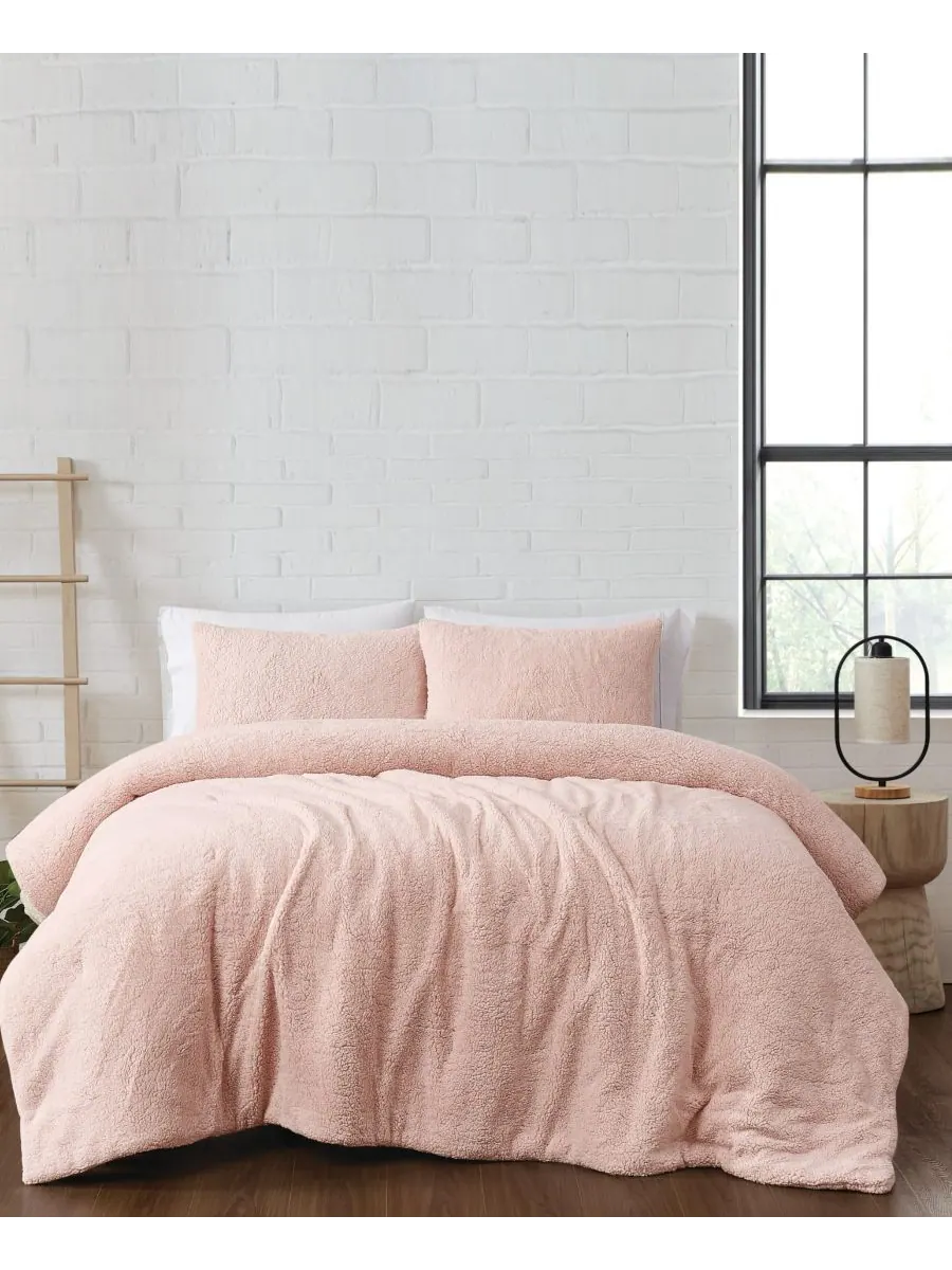 Комплект постельного белья Marshmallow Sherpa, 3 предмета, размер King Brooklyn Loom — изображение 1 из 4, пудровый розовый