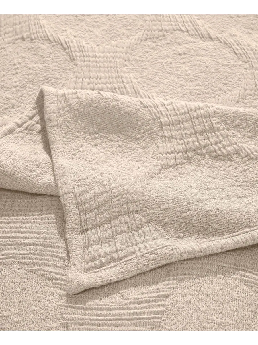 Комплект постельного белья Tanta Crinkle Woven из 3 предметов, размер Queen Superior — изображение 3 из 6, бежевый
