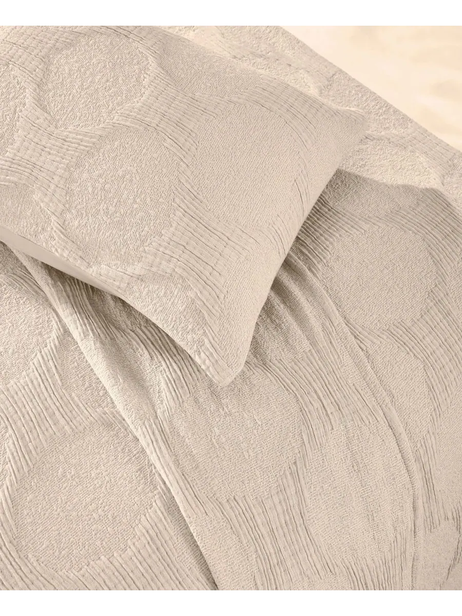 Комплект постельного белья Tanta Crinkle Woven из 3 предметов, размер Queen Superior — изображение 4 из 6, бежевый