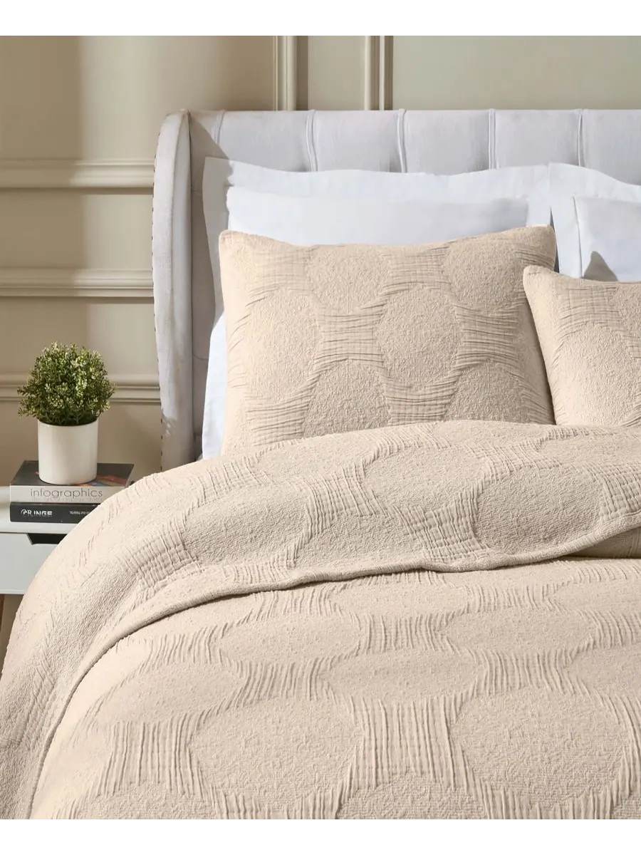 Комплект постельного белья Tanta Crinkle Woven из 3 предметов, размер Queen Superior — изображение 6 из 6, бежевый