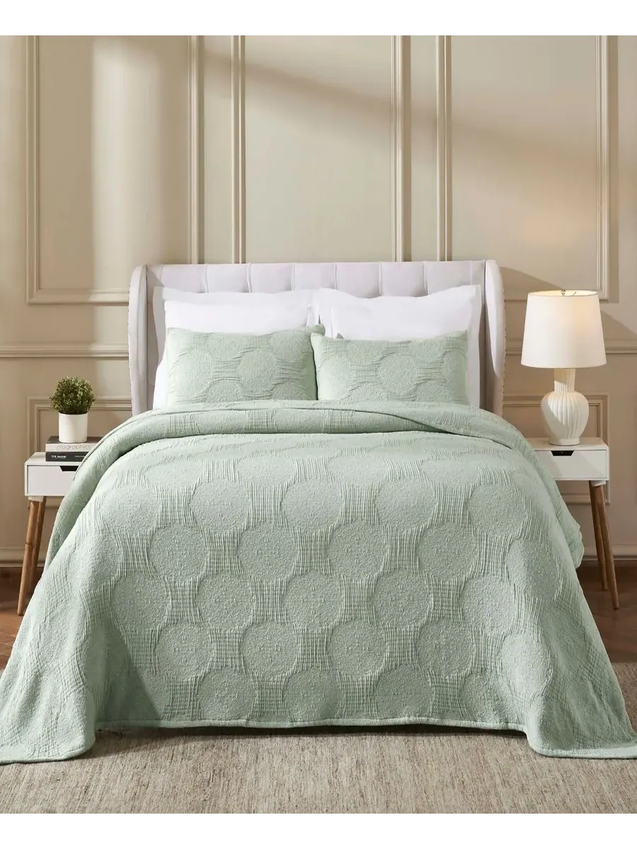 Комплект постельного белья Tanta Crinkle Woven из 3 предметов, размер Queen Superior, шалфейный — изображение 1 из 6