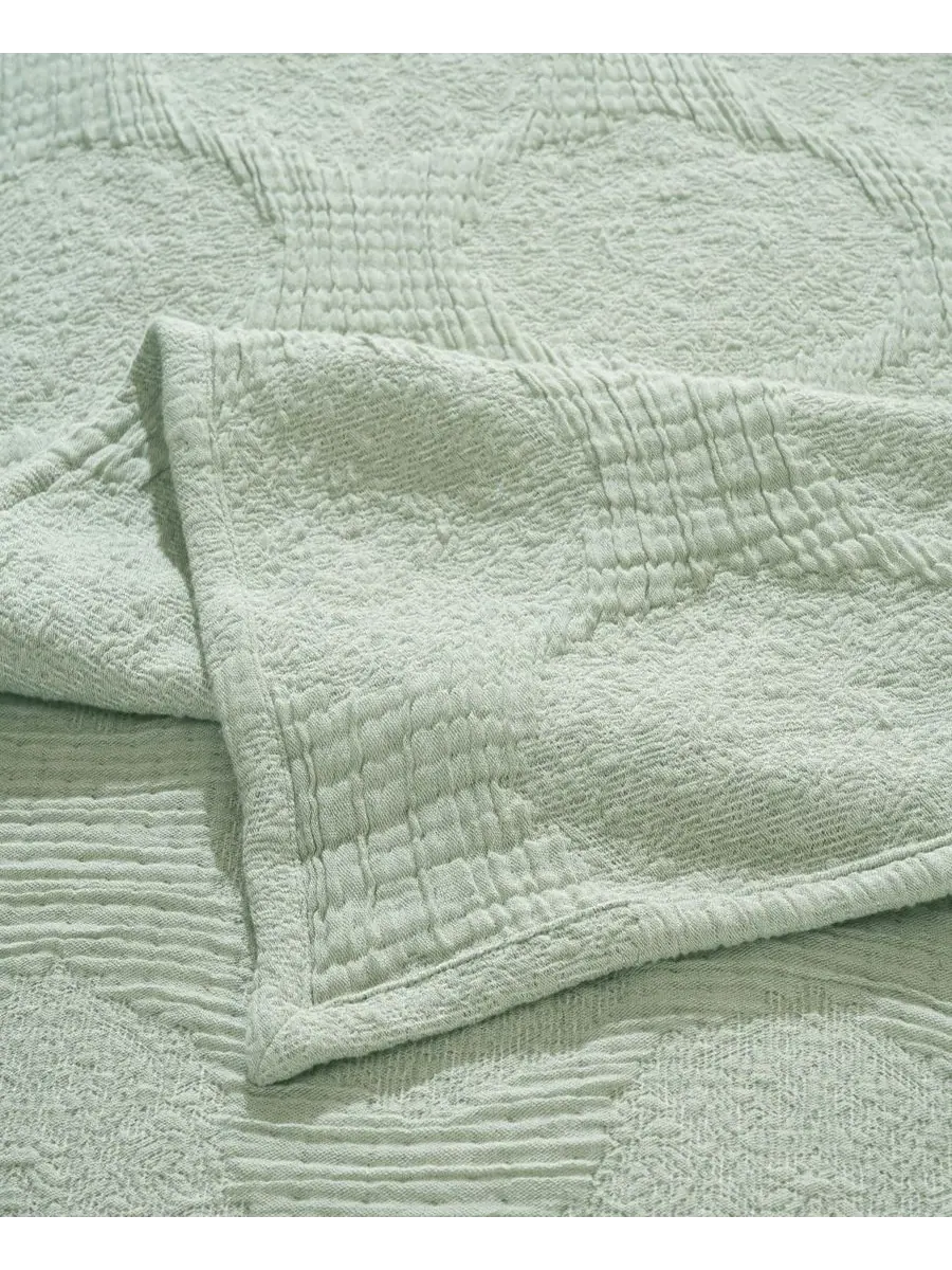 Комплект постельного белья Tanta Crinkle Woven из 3 предметов, размер Queen Superior, шалфейный — изображение 3 из 6
