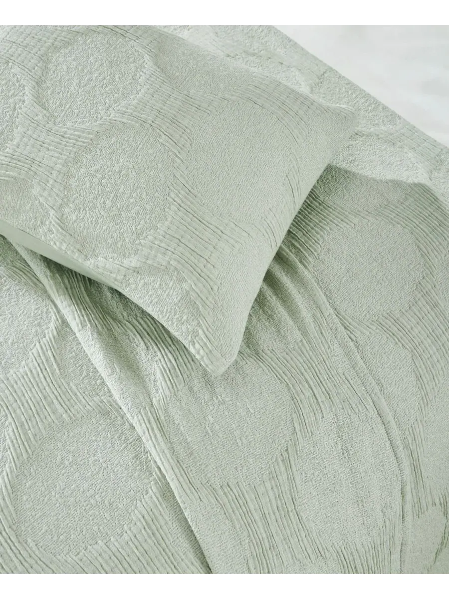 Комплект постельного белья Tanta Crinkle Woven из 3 предметов, размер Queen Superior, шалфейный — изображение 4 из 6