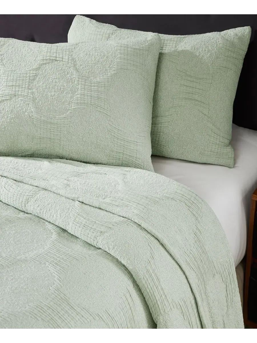 Комплект постельного белья Tanta Crinkle Woven из 3 предметов, размер Queen Superior, шалфейный — изображение 5 из 6