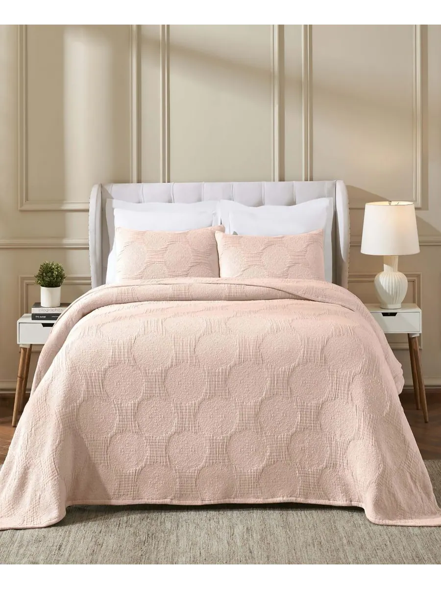 Комплект постельного белья Tanta Crinkle Woven из 3 предметов, размер Queen Superior — изображение 1 из 6, пудровый розовый