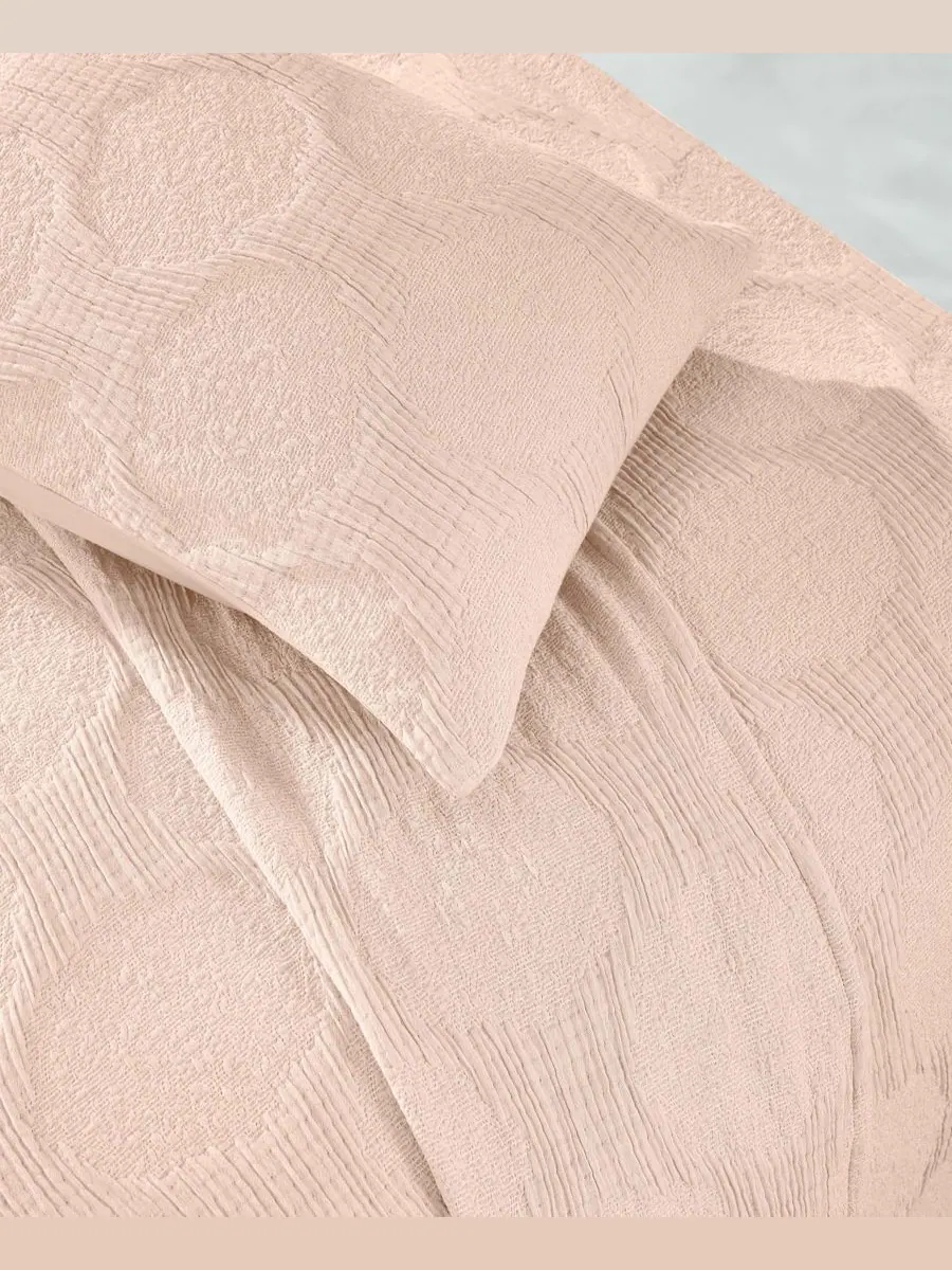 Комплект постельного белья Tanta Crinkle Woven из 3 предметов, размер Queen Superior — изображение 4 из 6, пудровый розовый