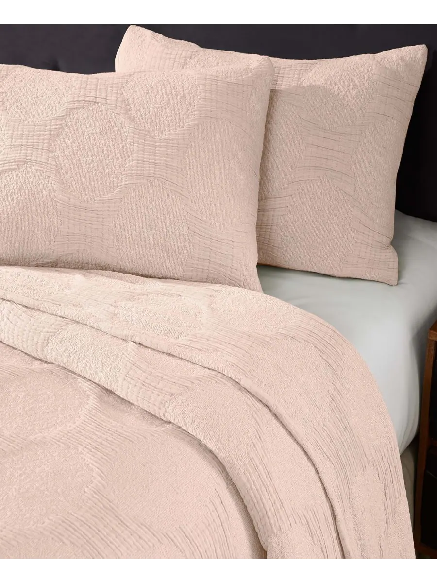 Комплект постельного белья Tanta Crinkle Woven из 3 предметов, размер Queen Superior — изображение 5 из 6, пудровый розовый