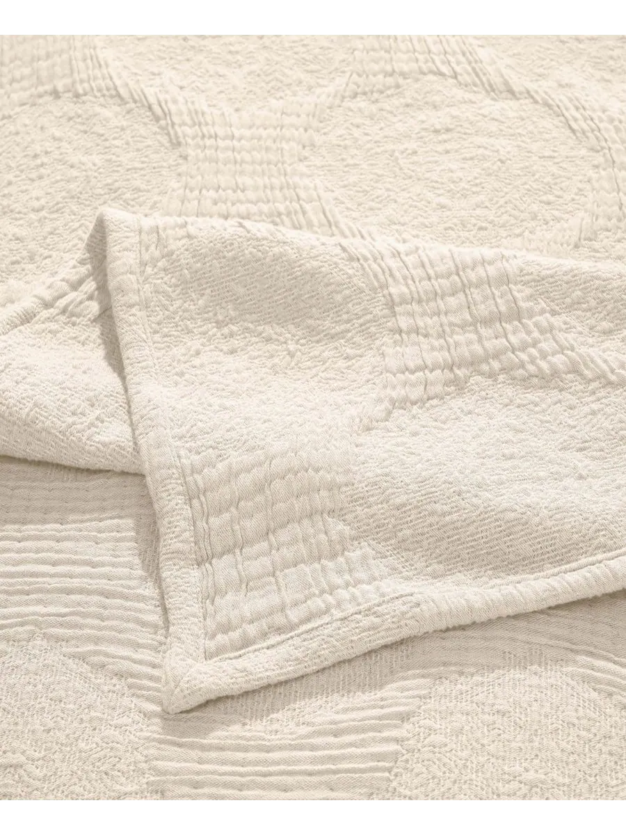 Комплект постельного белья Tanta Crinkle Woven из 3 предметов, размер Queen Superior — изображение 3 из 6, белый