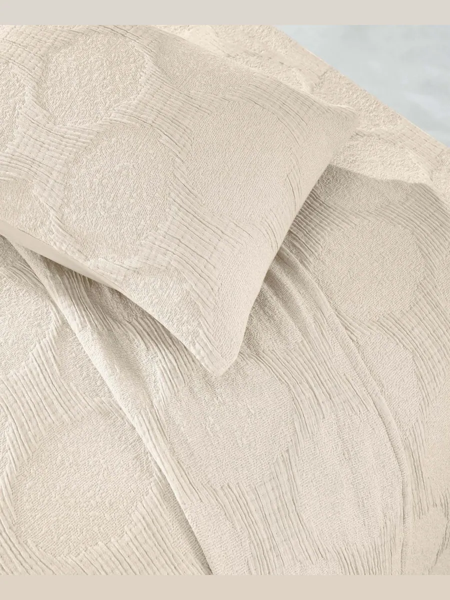 Комплект постельного белья Tanta Crinkle Woven из 3 предметов, размер Queen Superior — изображение 4 из 6, белый