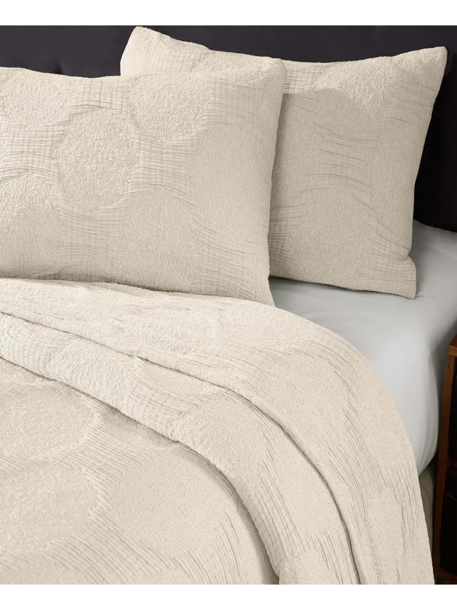 Комплект постельного белья Tanta Crinkle Woven из 3 предметов, размер Queen Superior — изображение 5 из 6, белый