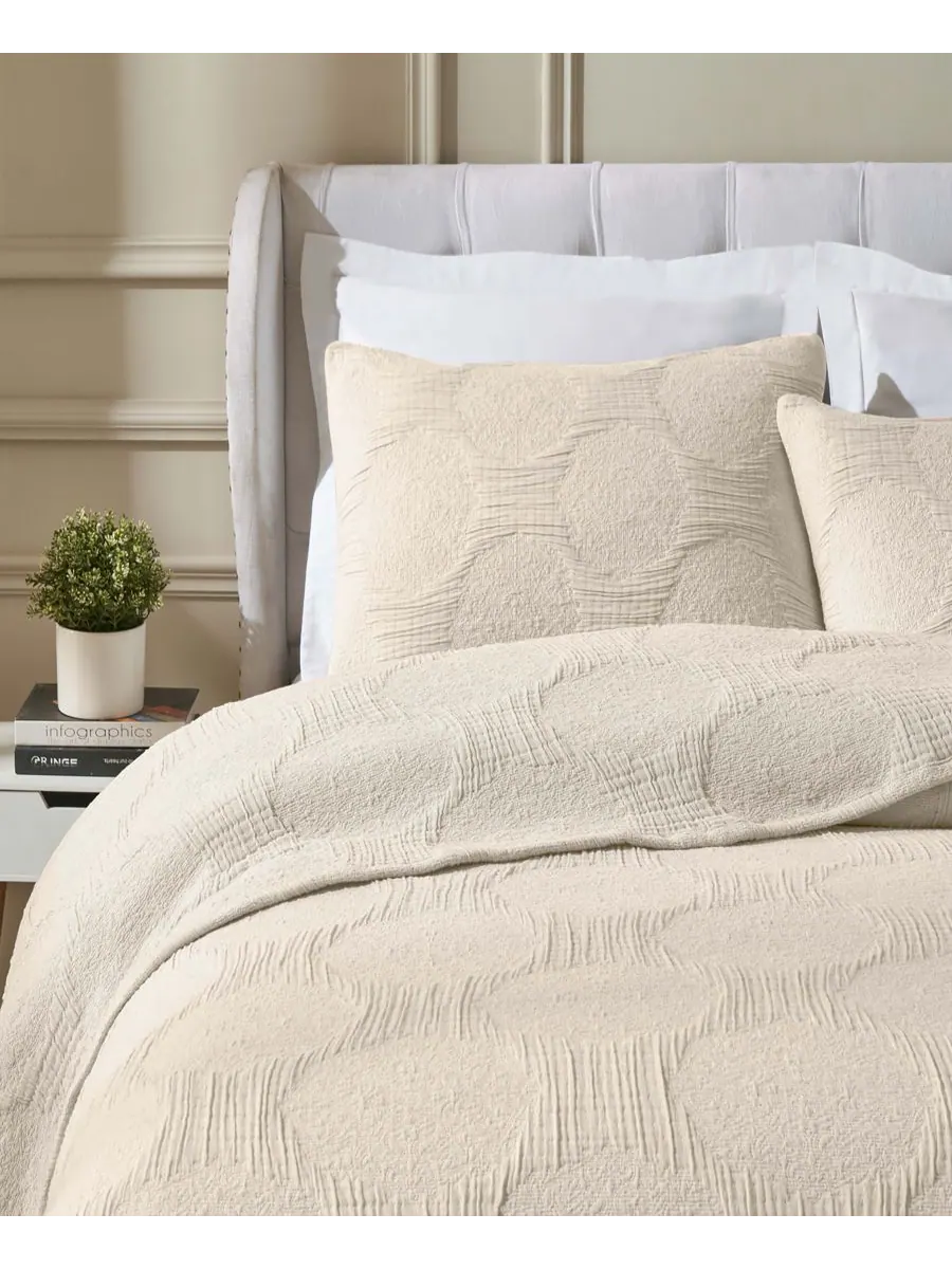 Комплект постельного белья Tanta Crinkle Woven из 3 предметов, размер Queen Superior — изображение 6 из 6, белый