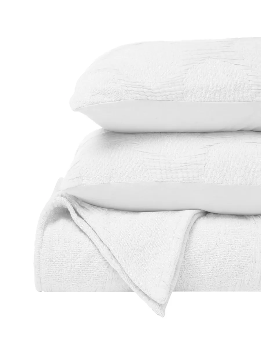Комплект постельного белья Tanta Crinkle Woven из 3 предметов, размер Queen Superior — изображение 2 из 5, белый