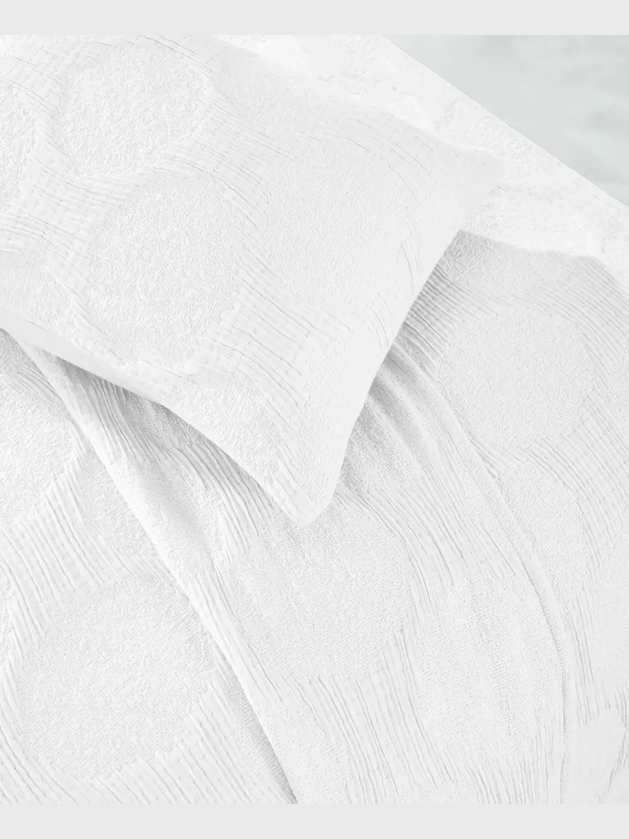 Комплект постельного белья Tanta Crinkle Woven из 3 предметов, размер Queen Superior — изображение 3 из 5, белый